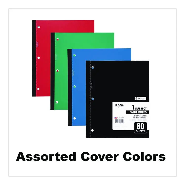 Mead Wireless Neatbook Notebook, 1-Subject, Wide/Legal Rule, Randomly Assorted Cover Color, (80) 10.5 x 8 Sheets (MEA05222)