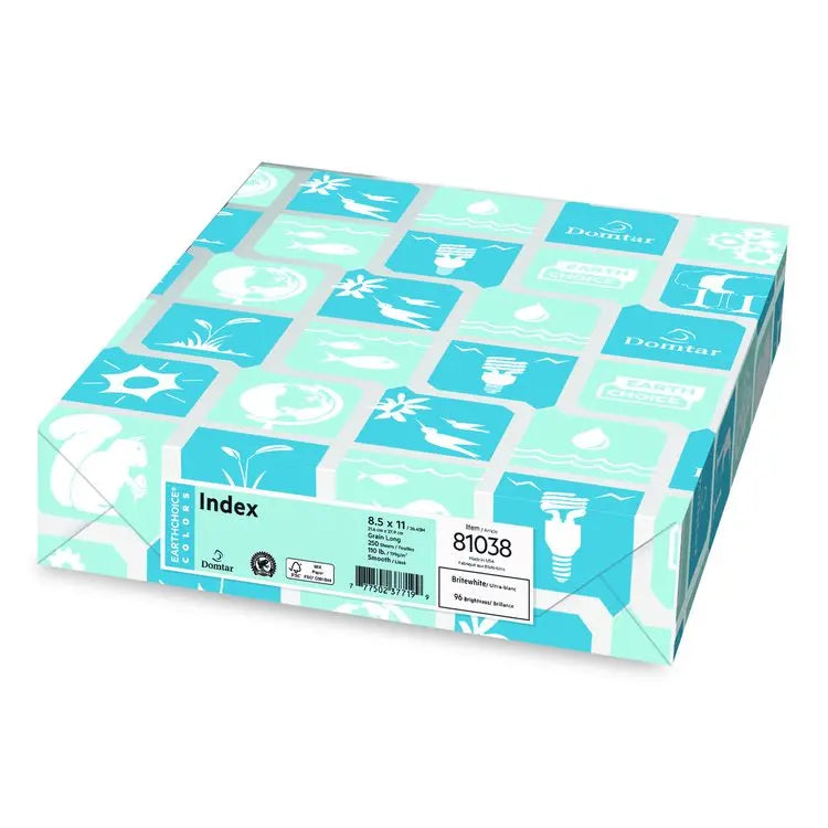 Domtar EarthChoice Cover Stock, Index, 96 Bright, 110 lb Index Weight, 8.5 x 11, Bright White, 250/Pack (DMR81038)