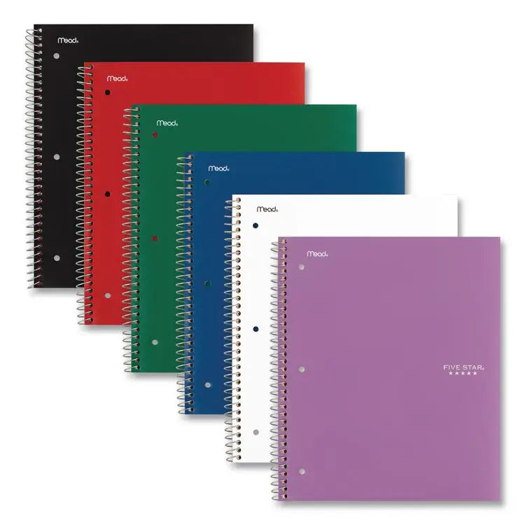 Five Star Wirebound Notebook with Two Pockets, 1-Subject, Medium/College Rule, Randomly Assorted Cover Color, (100) 11 x 8.5 Sheets (MEA06206)