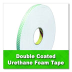 3M 4016 Double Coated Urethane Foam Tape, 0.38" x 36 yds, White (MMM4016)