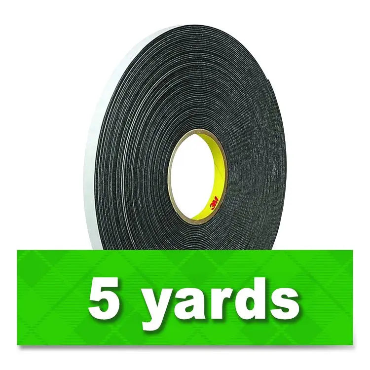 3M 4466 Double-Coated Foam Tape, 1" Core, 1" x 5 yds, Black (MMM074446615)