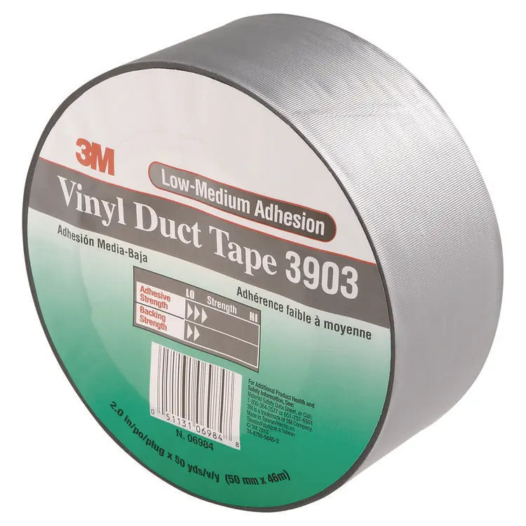 3M 3903 Vinyl Duct Tape, 2" x 50 yds, Gray (MMM05113106984)
