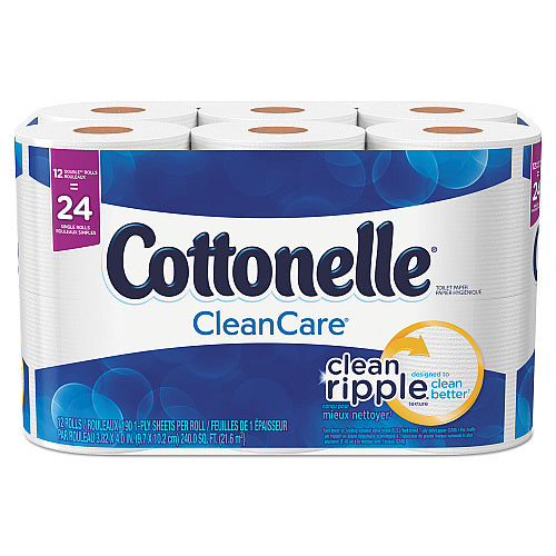 Cottonelle CleanCare Toilet Paper, 1-Ply, White, 170 Sheets, 12 Rolls