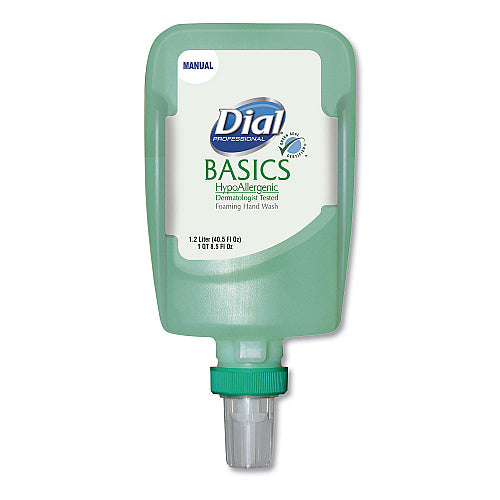 Dial Basics Hypoallergenic Foaming Hand Wash Refill for FIT Manual Dispenser, Honeysuckle Scent, 1.2 L, 3/Carton