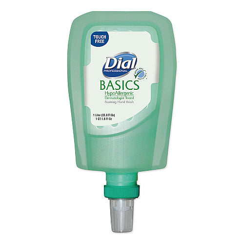 Dial Basics Hypoallergenic Foaming Hand Wash Refill for FIT Touch Free Dispenser, Honeysuckle Scent, 1 L, 3/Carton