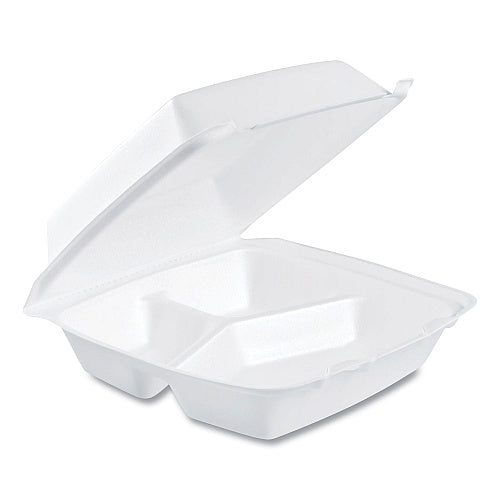 Dart Foam Hinged Lid Containers, 6 x 5.78 x 3, White, 500/Carton
