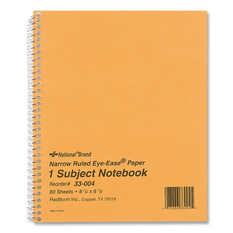 National Single-Subject Wirebound Notebooks, Narrow Rule, Brown Paperboard Cover, (80) 8.25 x 6.88 Sheets (RED33004)