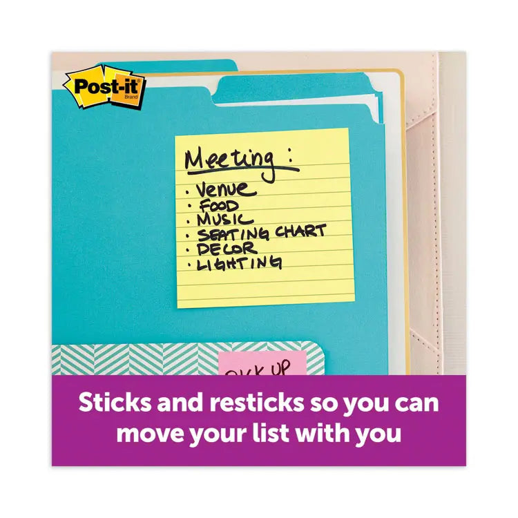 Post-it Notes Pads in Canary Yellow, Cabinet Pack, Note Ruled, 4" x 4", 90 Sheets/Pad, 12 Pads/Pack (MMM67512SSCP)