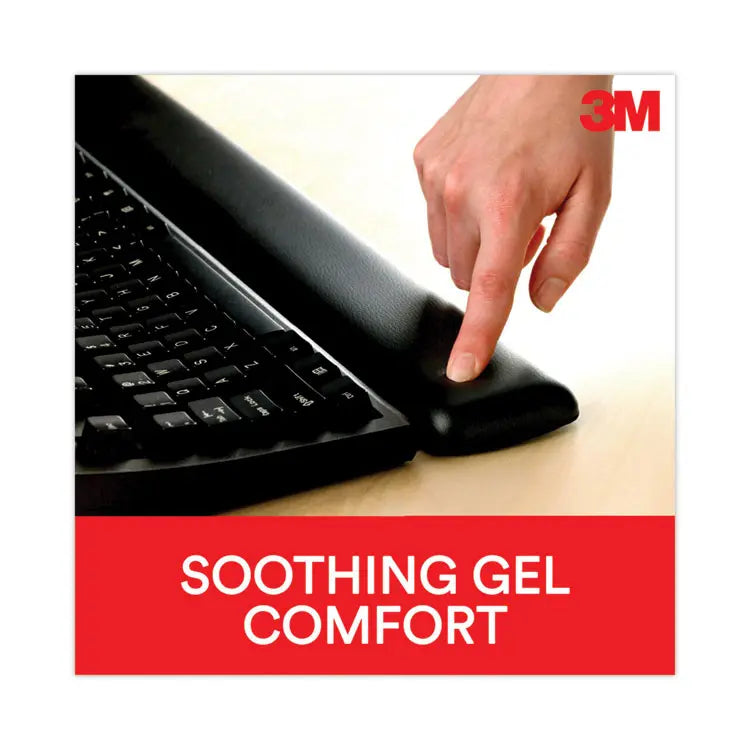 3M Antimicrobial Gel Compact Keyboard Wrist Rest, 18 x 2.75, Black (MMMWR309LE)