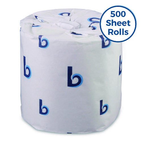 Boardwalk Standard Toilet Paper, 2-Ply, 500 Sheets, 96 Rolls