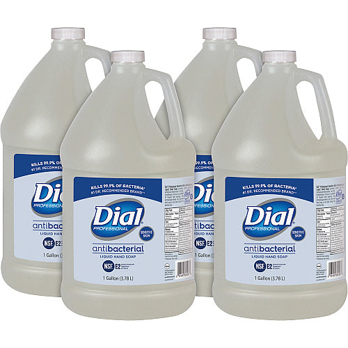 Dial Antibacterial Liquid Hand Soap for Sensitive Skin Refill, Light Floral Scent, 1 gal, 4/Carton