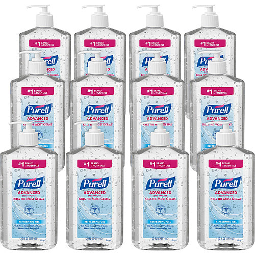 PURELL Advanced Hand Sanitizer Refreshing Gel, 20 oz Pump Bottle, Clean Scent, 12/Carton (302312)
