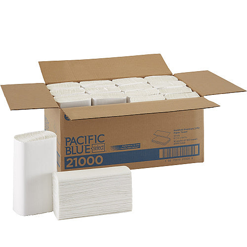 Pacific Blue Select Multifold Paper Towels, 2-Ply, White, 2000 Towels