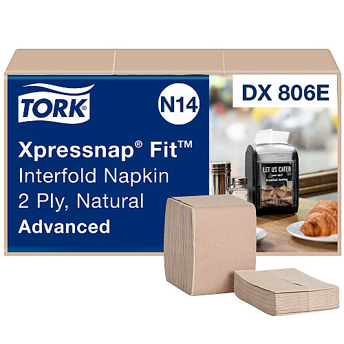 Tork® Xpressnap Fit Interfold Napkins, 2-Ply, Brown, 120 Napkins, 36 Packs (DX806E)