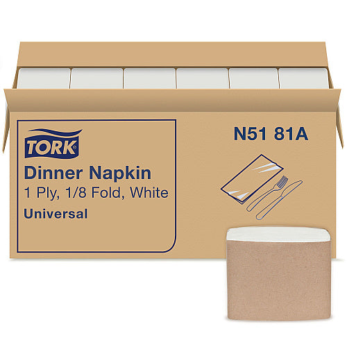 Tork® Universal Dinner Napkins, White, 250 Napkin Pack, 12 Packs (N5181A)